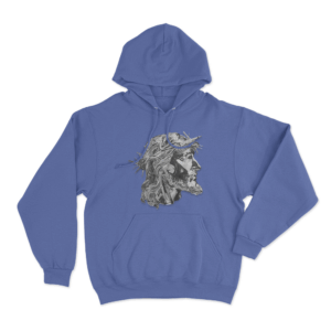Jesus with crown of thorns Hoodie Blue
