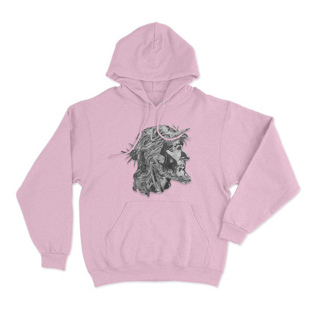 Jesus with crown of thorns Hoodie Pink Jesus with crown of thorns Hoodie Pink