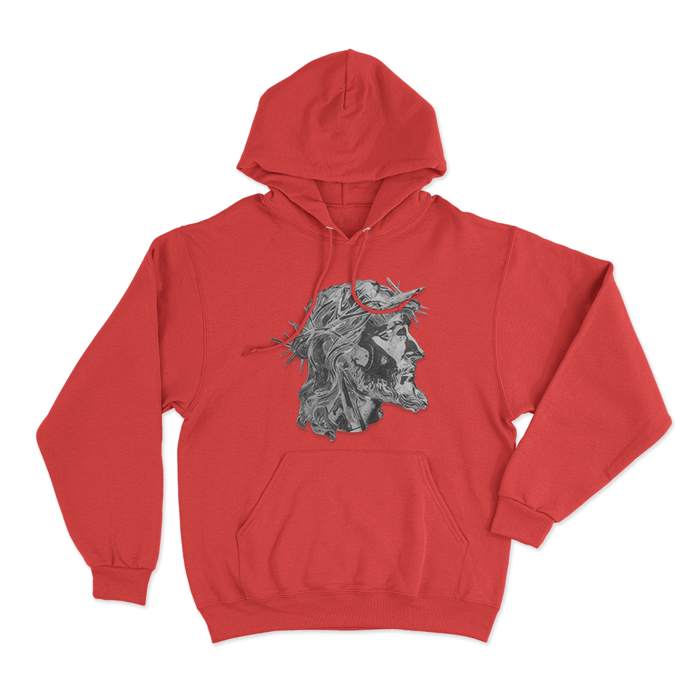 Jesus with crown of thorns Hoodie Red Jesus with crown of thorns Hoodie Red