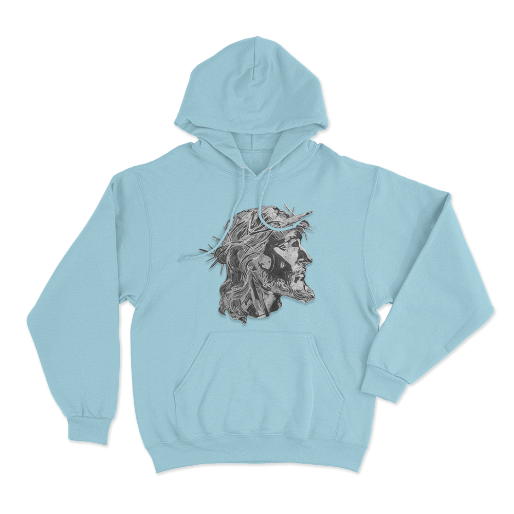 Jesus with crown of thorns Hoodie Sky Blue Jesus with crown of thorns Hoodie Sky Blue