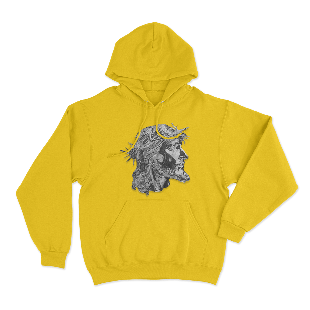 Jesus with crown of thorns Hoodie Yellow Jesus with crown of thorns Hoodie Yellow