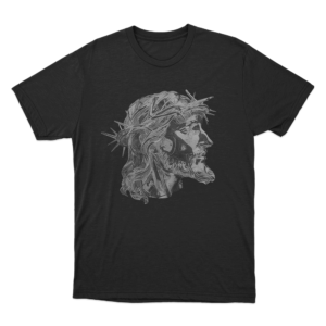 Jesus with crown of thorns T Shirt Black