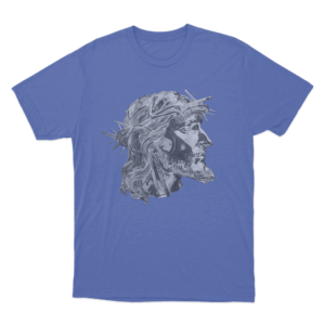 Jesus with crown of thorns T Shirt Blue
