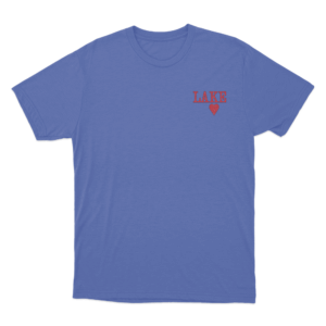 LAKE with red heart T Shirt Blue