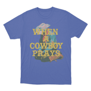 Praying Cowboy T Shirt Blue